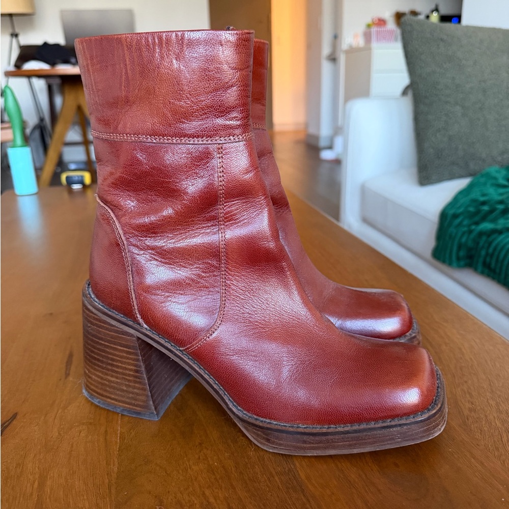 ASOS Brown Leather Heeled Boots